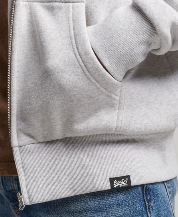 hombres Superdry gris claro sudadera con cremallera y forro de borreguito esencial 2R68Z534