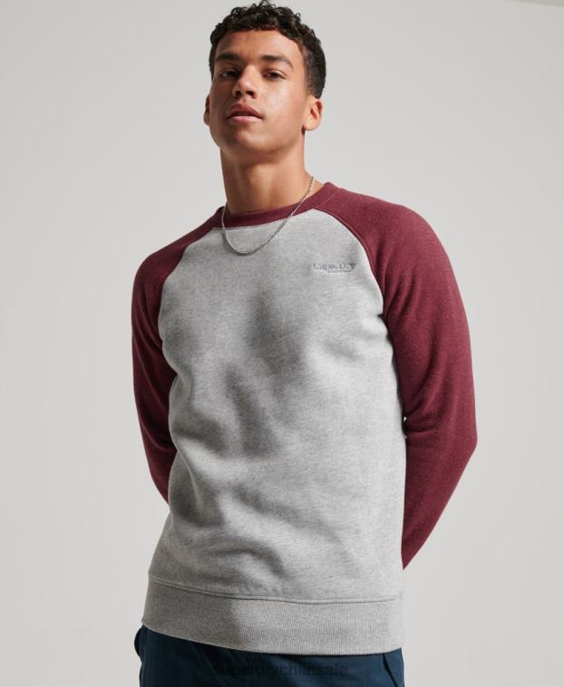 hombres Superdry gris claro sudadera con cuello redondo 2R68Z699