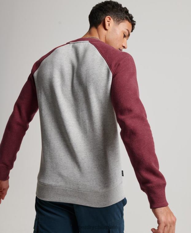 hombres Superdry gris claro sudadera con cuello redondo 2R68Z699