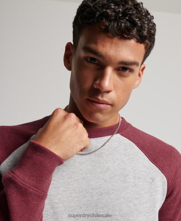 hombres Superdry gris claro sudadera con cuello redondo 2R68Z699