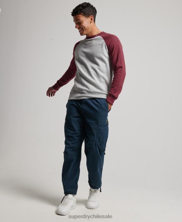 hombres Superdry gris claro sudadera con cuello redondo 2R68Z699