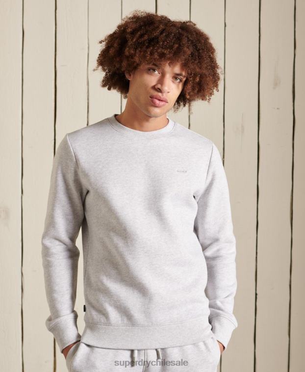 hombres Superdry gris claro sudadera con cuello redondo y logo bordado 2R68Z777