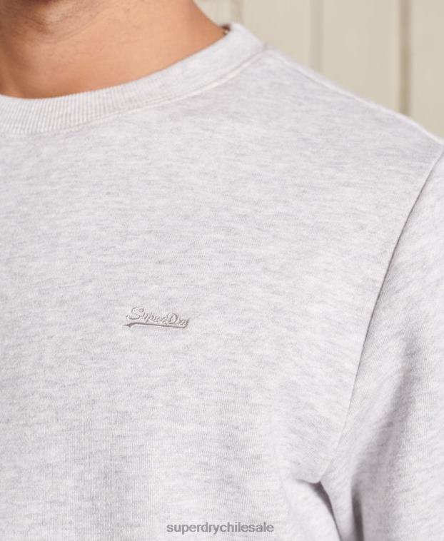 hombres Superdry gris claro sudadera con cuello redondo y logo bordado 2R68Z777