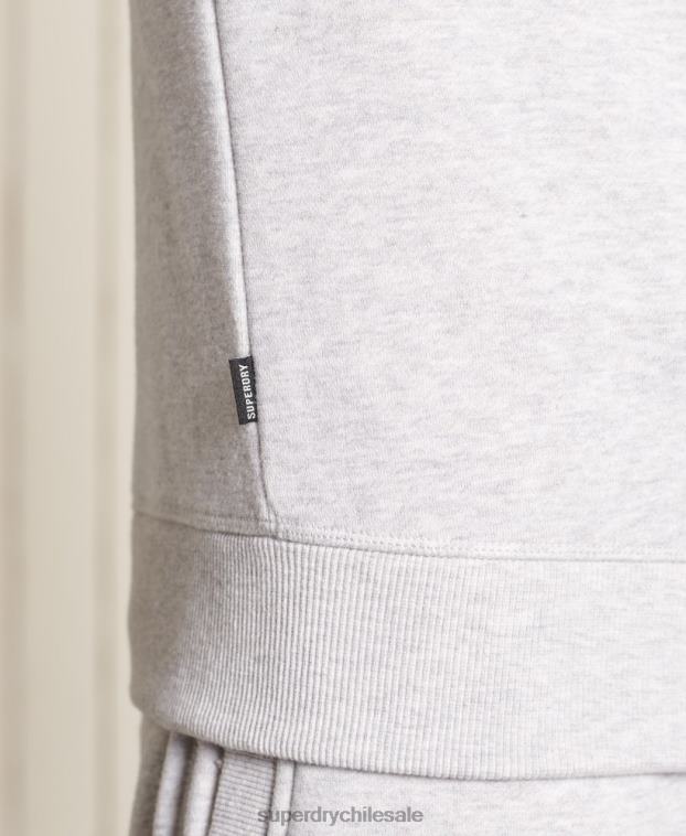 hombres Superdry gris claro sudadera con cuello redondo y logo bordado 2R68Z777