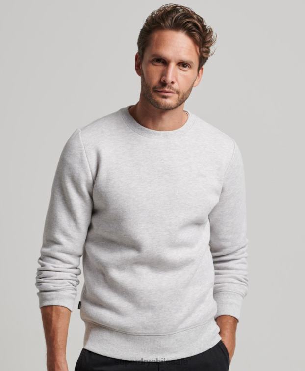hombres Superdry gris claro sudadera con cuello redondo y logo bordado 2R68Z790