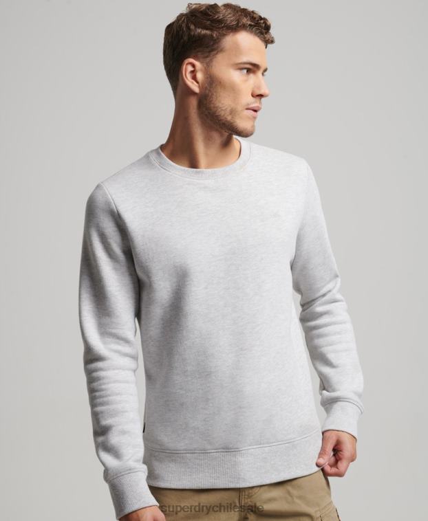 hombres Superdry gris claro sudadera con cuello redondo y logo esencial de algodón orgánico 2R68Z770