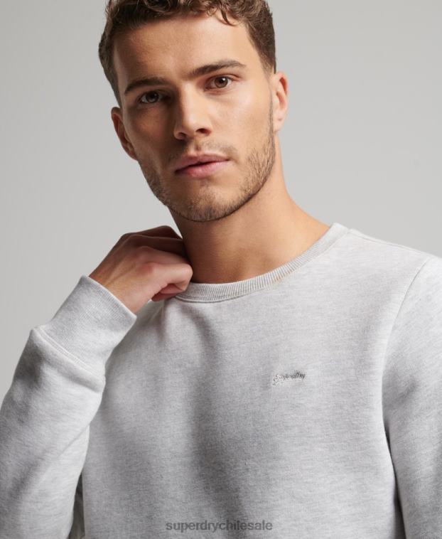 hombres Superdry gris claro sudadera con cuello redondo y logo esencial de algodón orgánico 2R68Z770