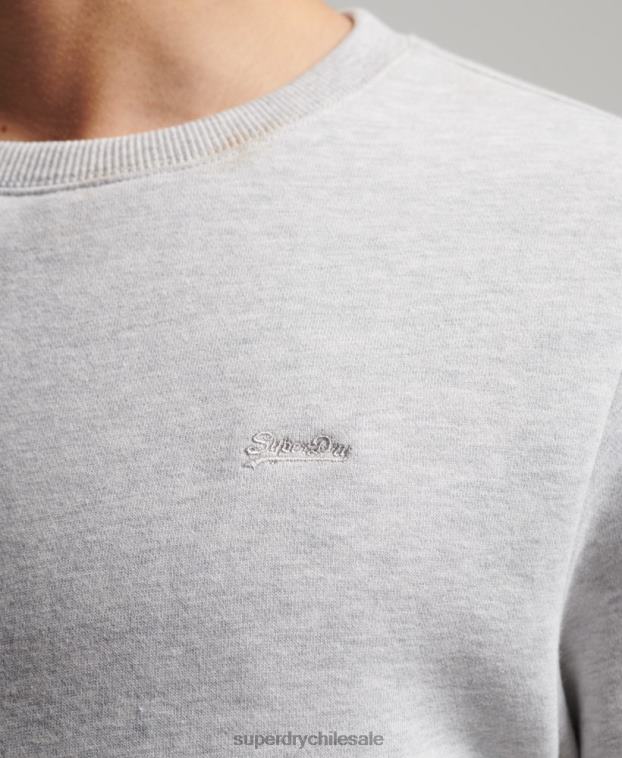 hombres Superdry gris claro sudadera con cuello redondo y logo esencial de algodón orgánico 2R68Z770