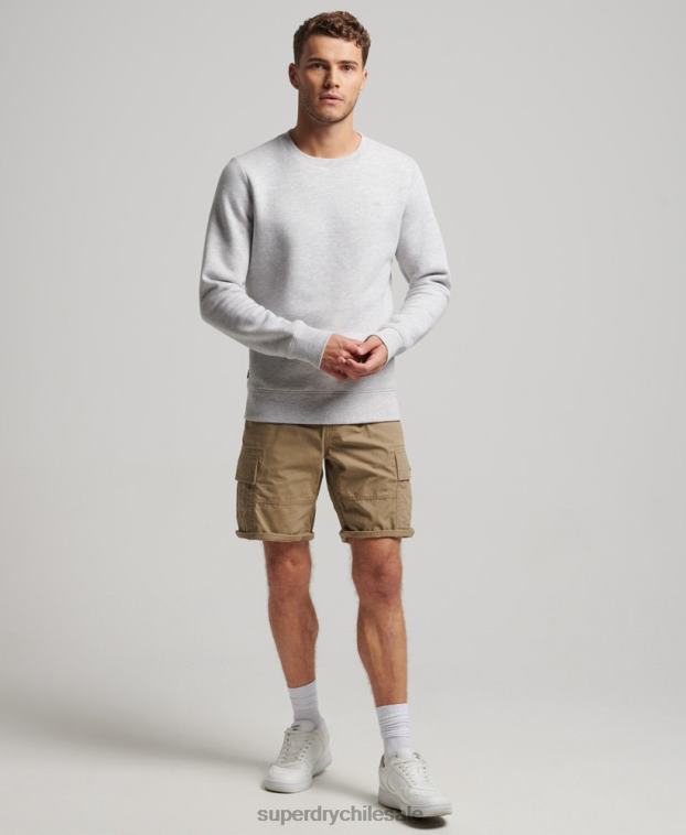 hombres Superdry gris claro sudadera con cuello redondo y logo esencial de algodón orgánico 2R68Z770