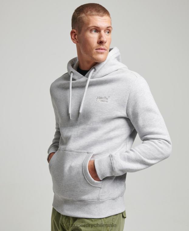 hombres Superdry gris claro sudadera con logo bordado 2R68Z460