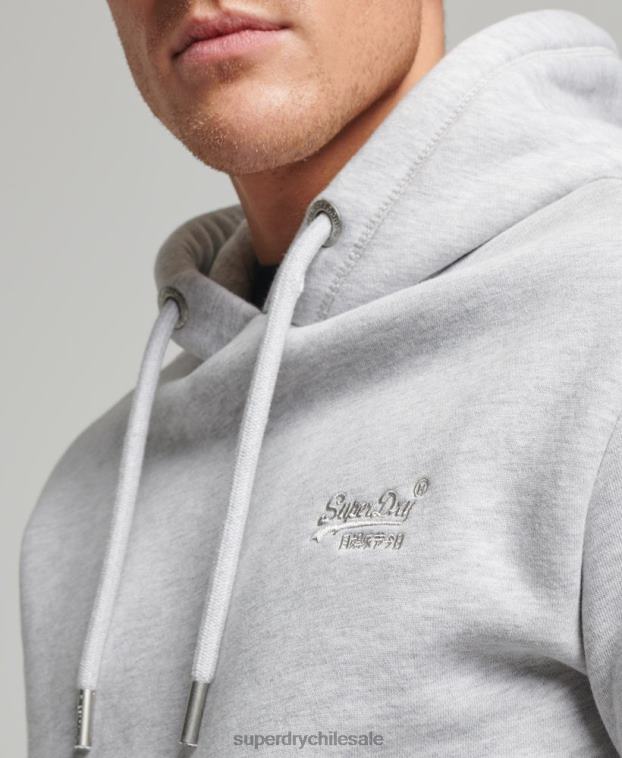 hombres Superdry gris claro sudadera con logo bordado 2R68Z460