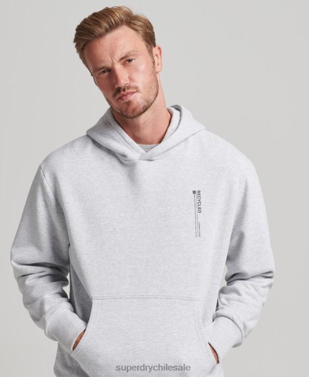 hombres Superdry gris claro sudadera con micro lateral reciclado 2R68Z5014