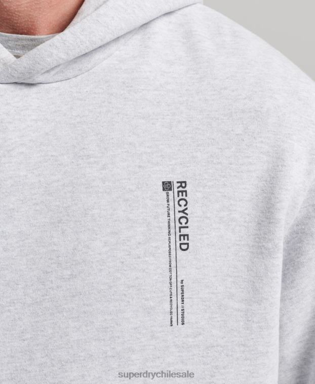 hombres Superdry gris claro sudadera con micro lateral reciclado 2R68Z5014