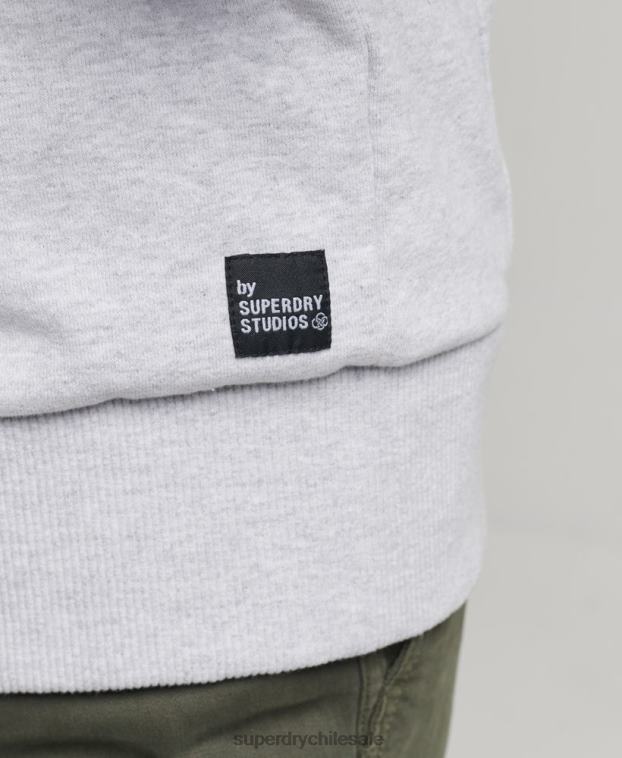 hombres Superdry gris claro sudadera con micro lateral reciclado 2R68Z5014