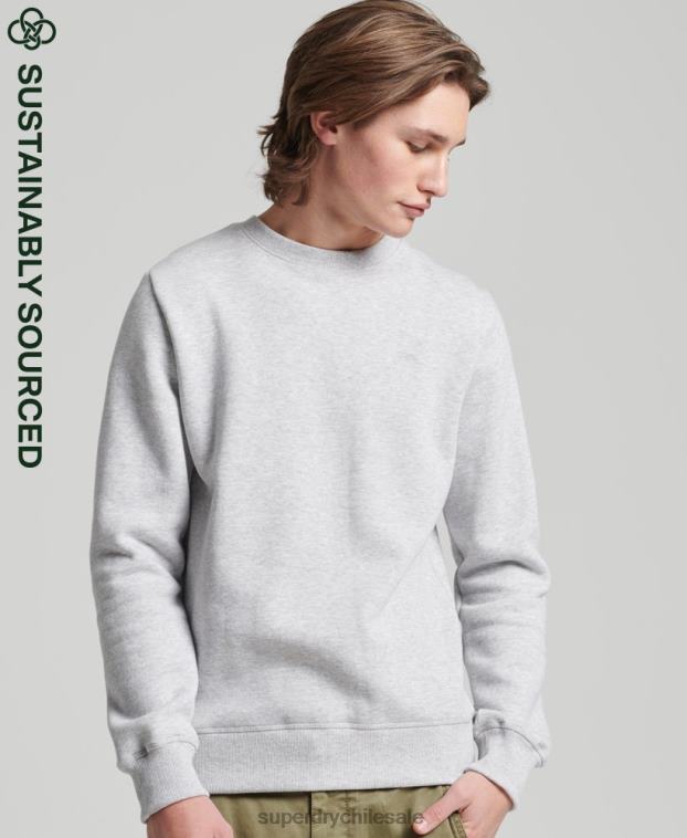 hombres Superdry gris claro sudadera de algodón orgánico con logo vintage 2R68Z678