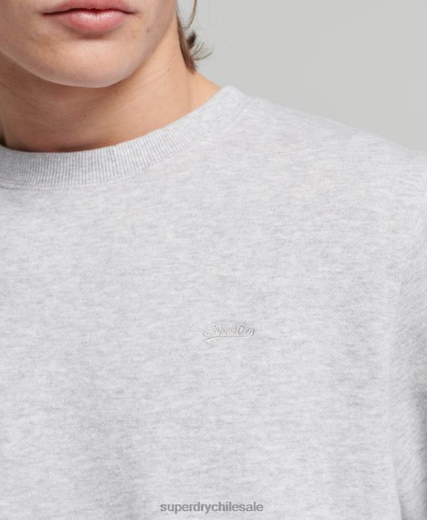 hombres Superdry gris claro sudadera de algodón orgánico con logo vintage 2R68Z678