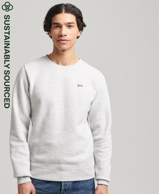 hombres Superdry gris claro sudadera de algodón orgánico con logo vintage 2R68Z772