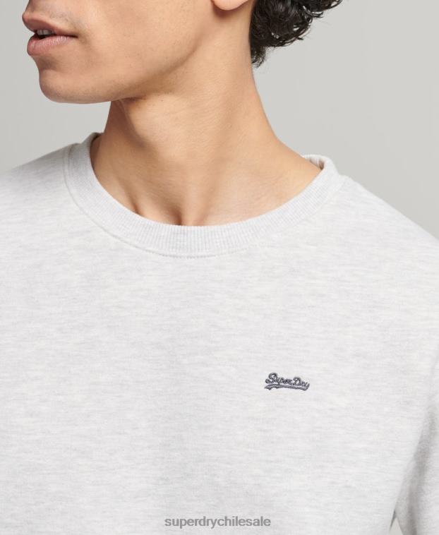 hombres Superdry gris claro sudadera de algodón orgánico con logo vintage 2R68Z772