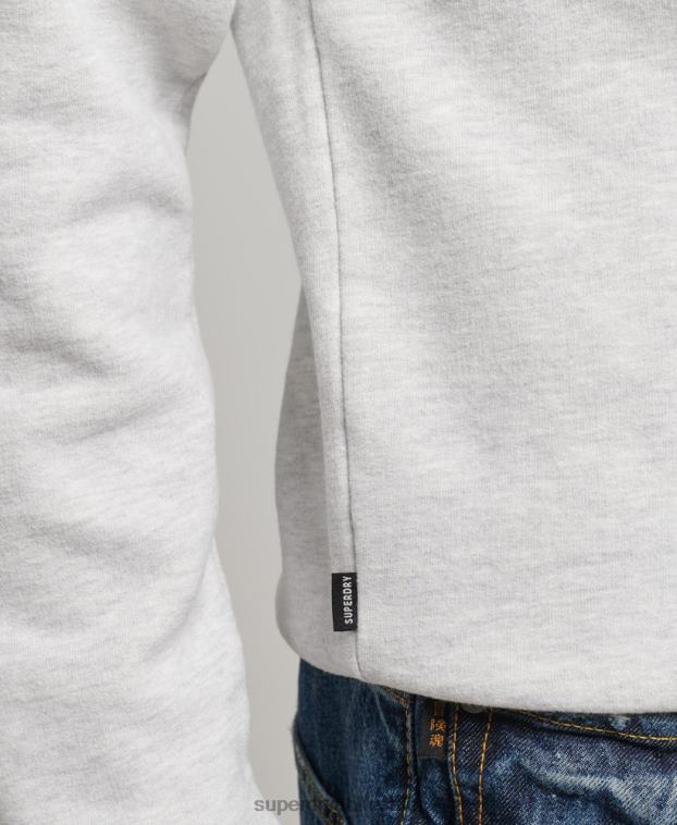 hombres Superdry gris claro sudadera de algodón orgánico con logo vintage 2R68Z772