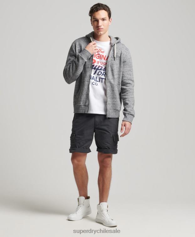 hombres Superdry gris claro sudadera estilo universitario con cremallera 2R68Z892