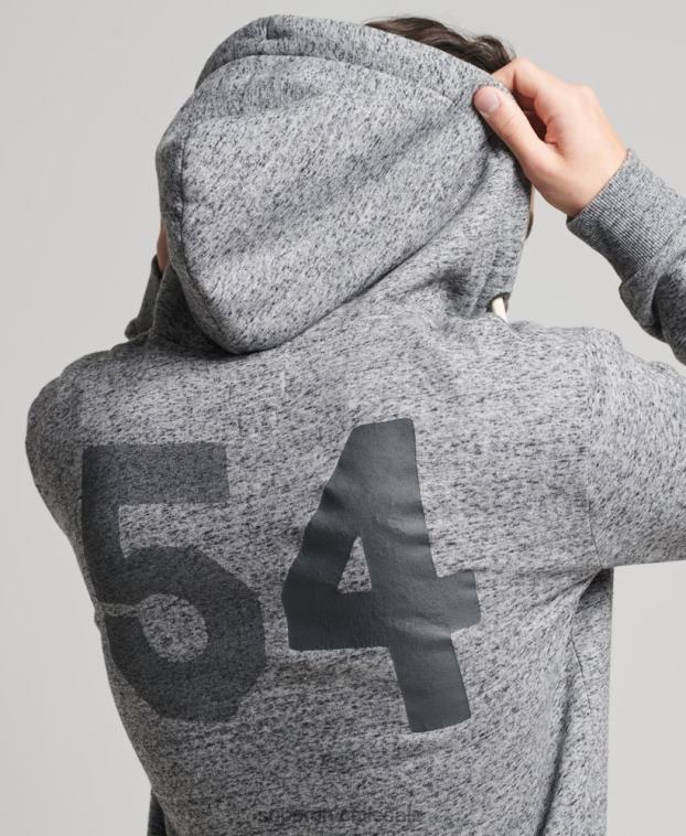 hombres Superdry gris claro sudadera estilo universitario con cremallera 2R68Z892