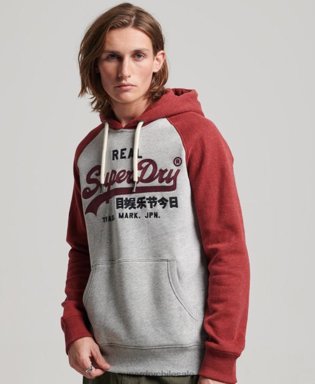 hombres Superdry gris claro sudadera raglan heritage con logo vintage de algodón orgánico 2R68Z486