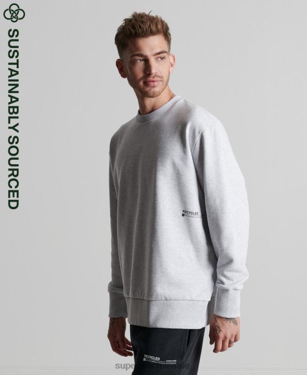 hombres Superdry gris claro sudadera reciclada micro mid crew 2R68Z890