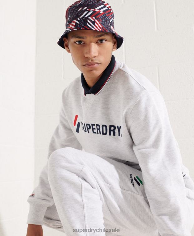 hombres Superdry gris claro sudadera sportstyle con aplique 2R68Z5108