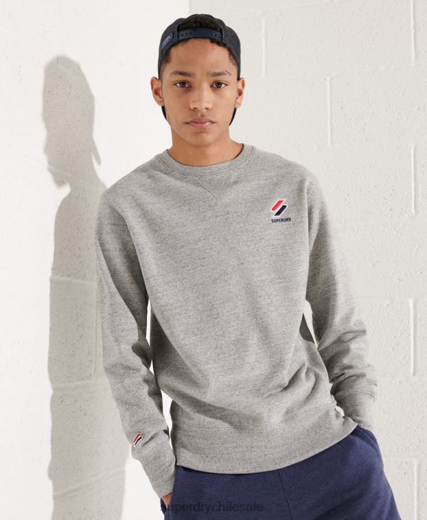 hombres Superdry gris claro sudadera sportstyle esencial con cuello redondo 2R68Z799