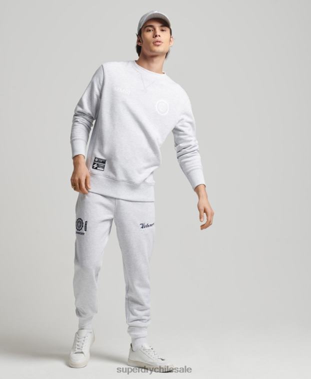hombres Superdry gris claro sudadera varsity arch crew 2R68Z778
