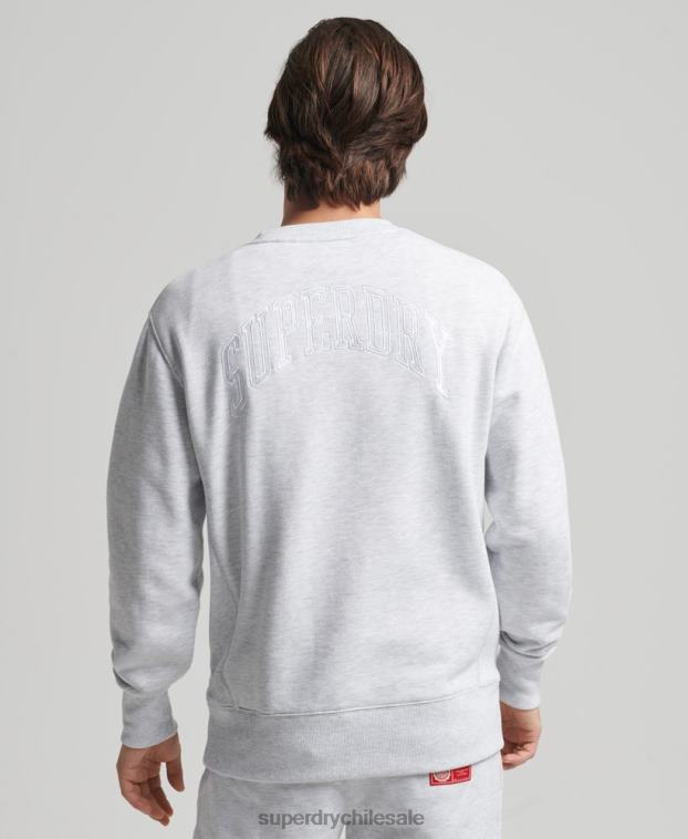 hombres Superdry gris claro sudadera varsity arch crew 2R68Z778