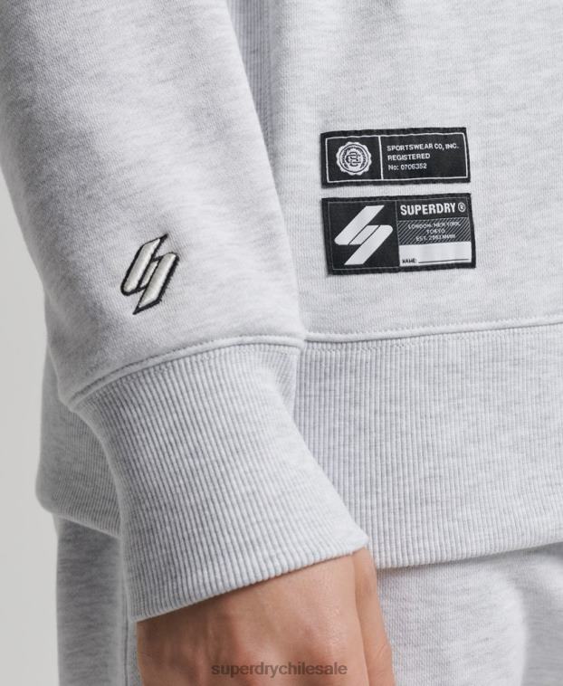 hombres Superdry gris claro sudadera varsity arch crew 2R68Z778