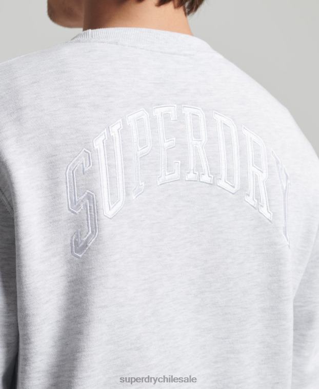 hombres Superdry gris claro sudadera varsity arch crew 2R68Z778