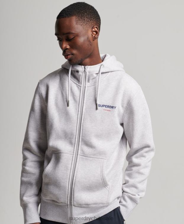 hombres Superdry gris code sportswear sudadera con cremallera 2R68Z543