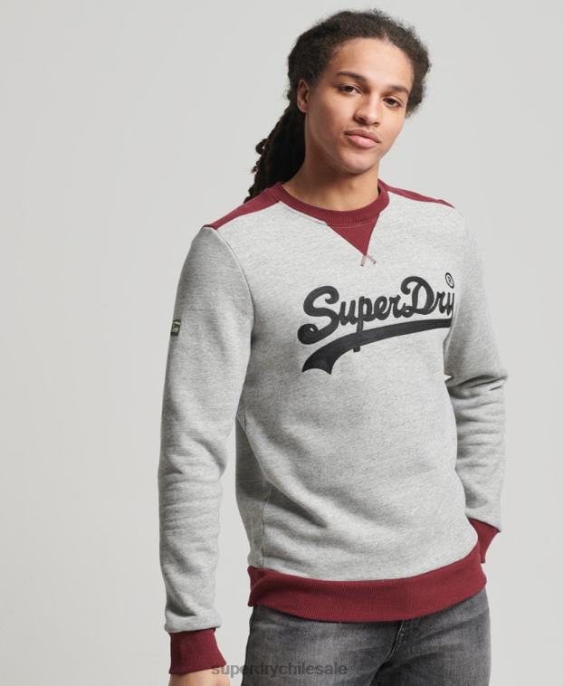 hombres Superdry gris equipo de collage de logotipo vintage 2R68Z858