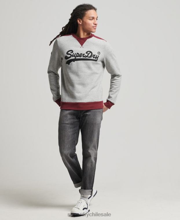 hombres Superdry gris equipo de collage de logotipo vintage 2R68Z858