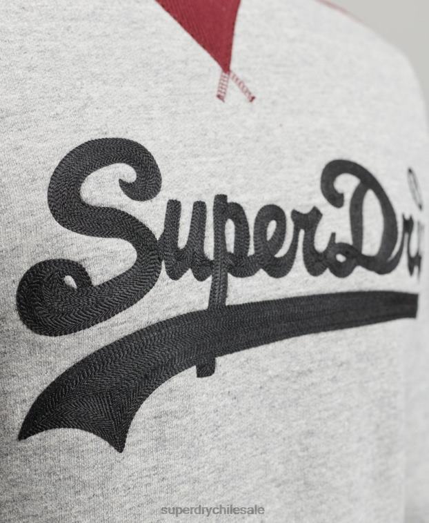 hombres Superdry gris equipo de collage de logotipo vintage 2R68Z858