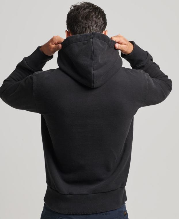 hombres Superdry gris oscuro en el bosque sudadera con capucha gráfica 2R68Z586