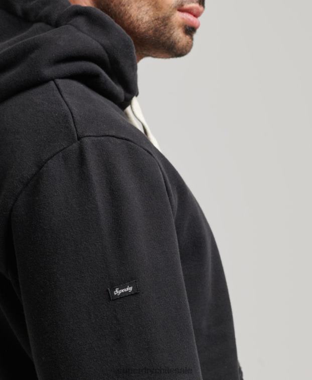hombres Superdry gris oscuro en el bosque sudadera con capucha gráfica 2R68Z586