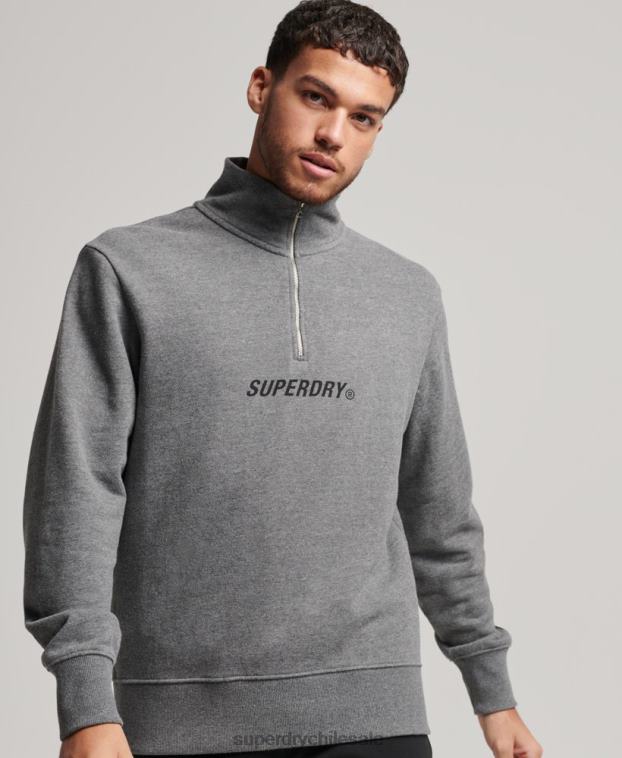 hombres Superdry gris oscuro sudadera code core sport con media cremallera 2R68Z757