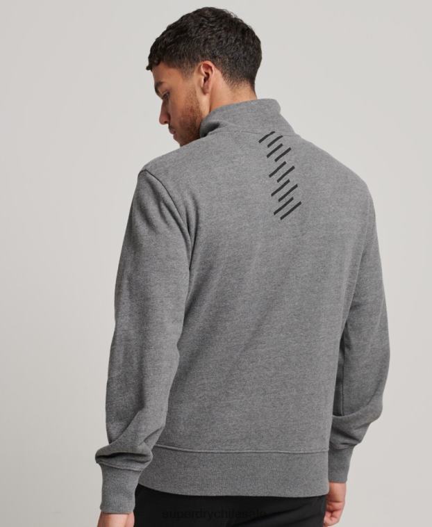 hombres Superdry gris oscuro sudadera code core sport con media cremallera 2R68Z757