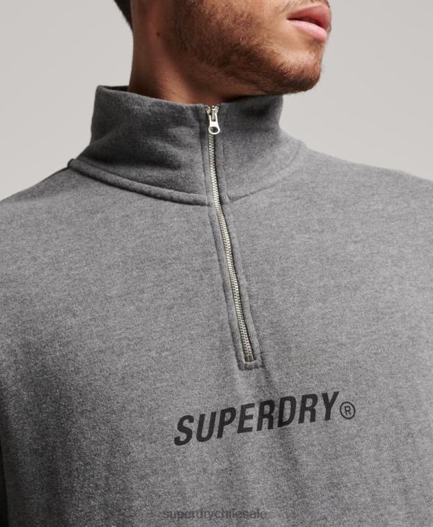 hombres Superdry gris oscuro sudadera code core sport con media cremallera 2R68Z757