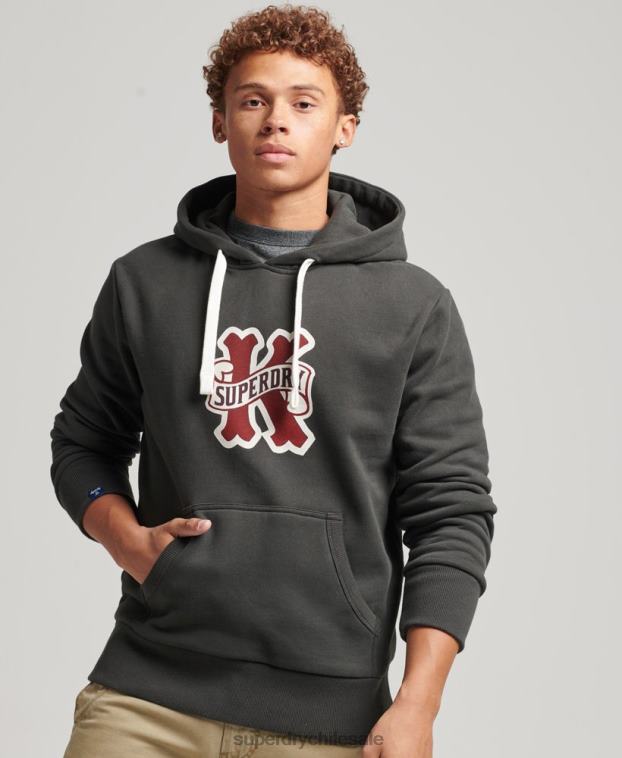 hombres Superdry gris oscuro sudadera colegial 2R68Z5089