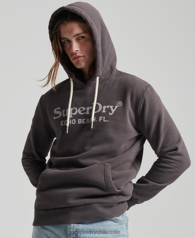 hombres Superdry gris oscuro sudadera con capucha clásica vintage 2R68Z508