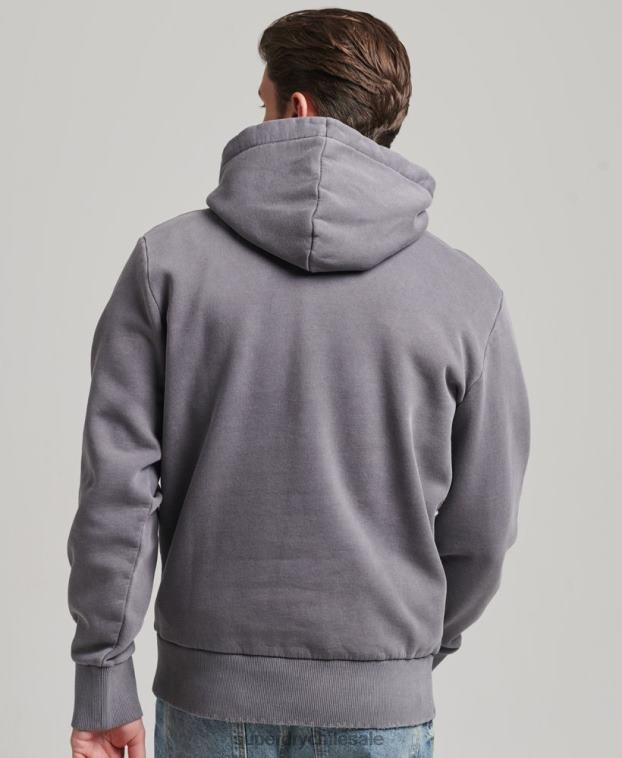 hombres Superdry gris oscuro sudadera con capucha de marca indie vintage 2R68Z526