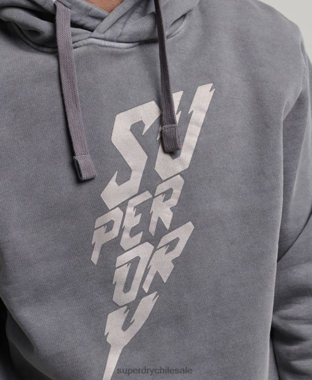 hombres Superdry gris oscuro sudadera con capucha de marca indie vintage 2R68Z526