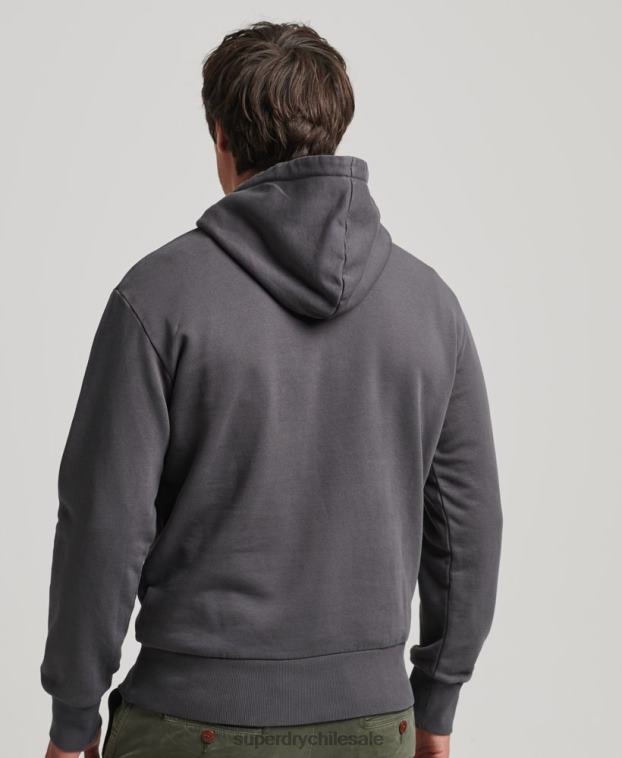 hombres Superdry gris oscuro sudadera con capucha de rock psicodélico 2R68Z514