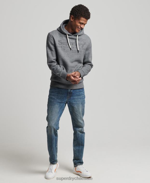 hombres Superdry gris oscuro sudadera con capucha del mismo tono 2R68Z5189
