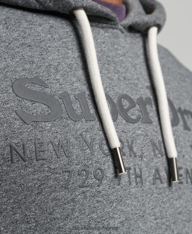 hombres Superdry gris oscuro sudadera con capucha del mismo tono 2R68Z5189