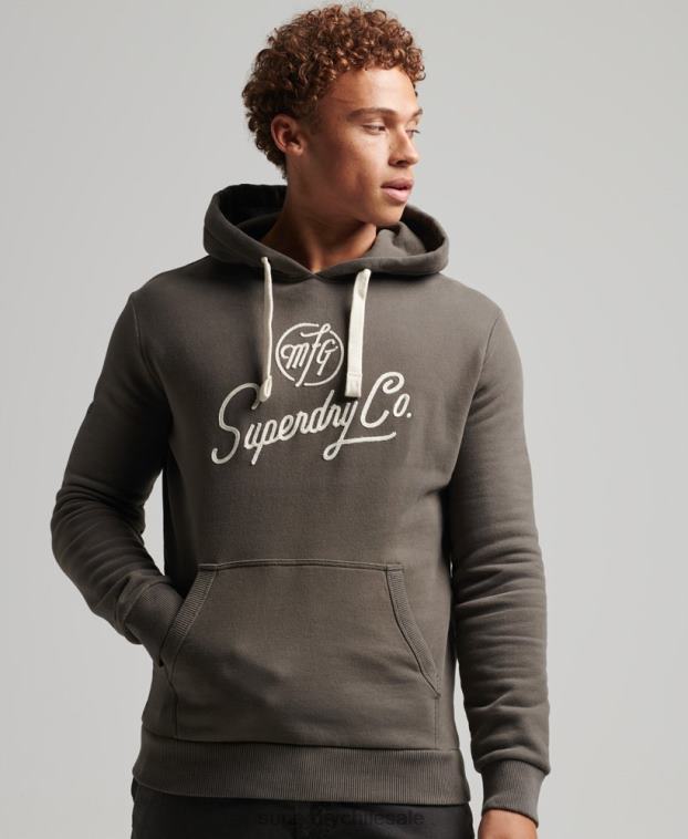 hombres Superdry gris oscuro sudadera con capucha diseñada y confeccionada 2R68Z815